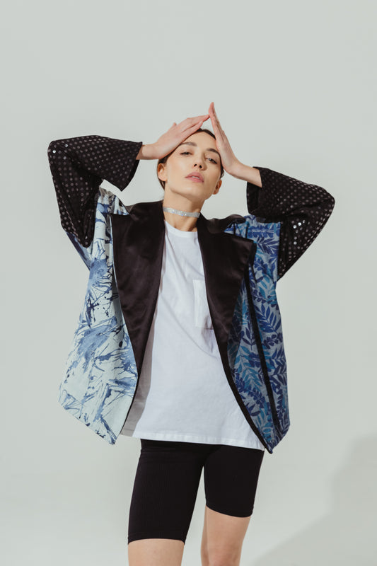 KIMONO DENIM PATCHWORK WOOL