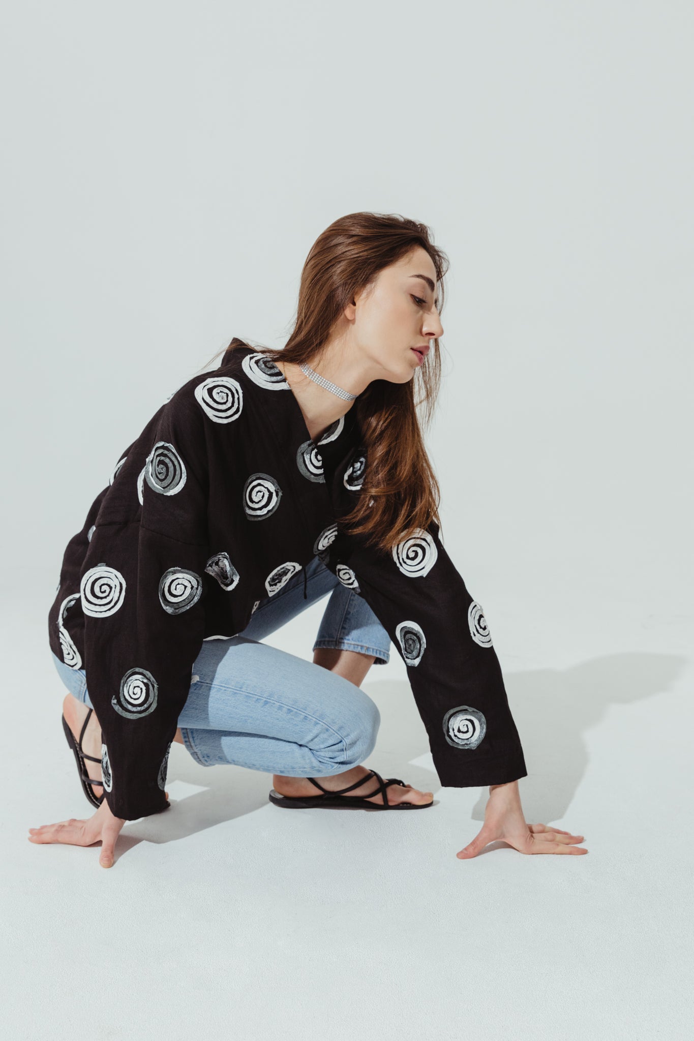 Kimono Blouse Linen Embroidered