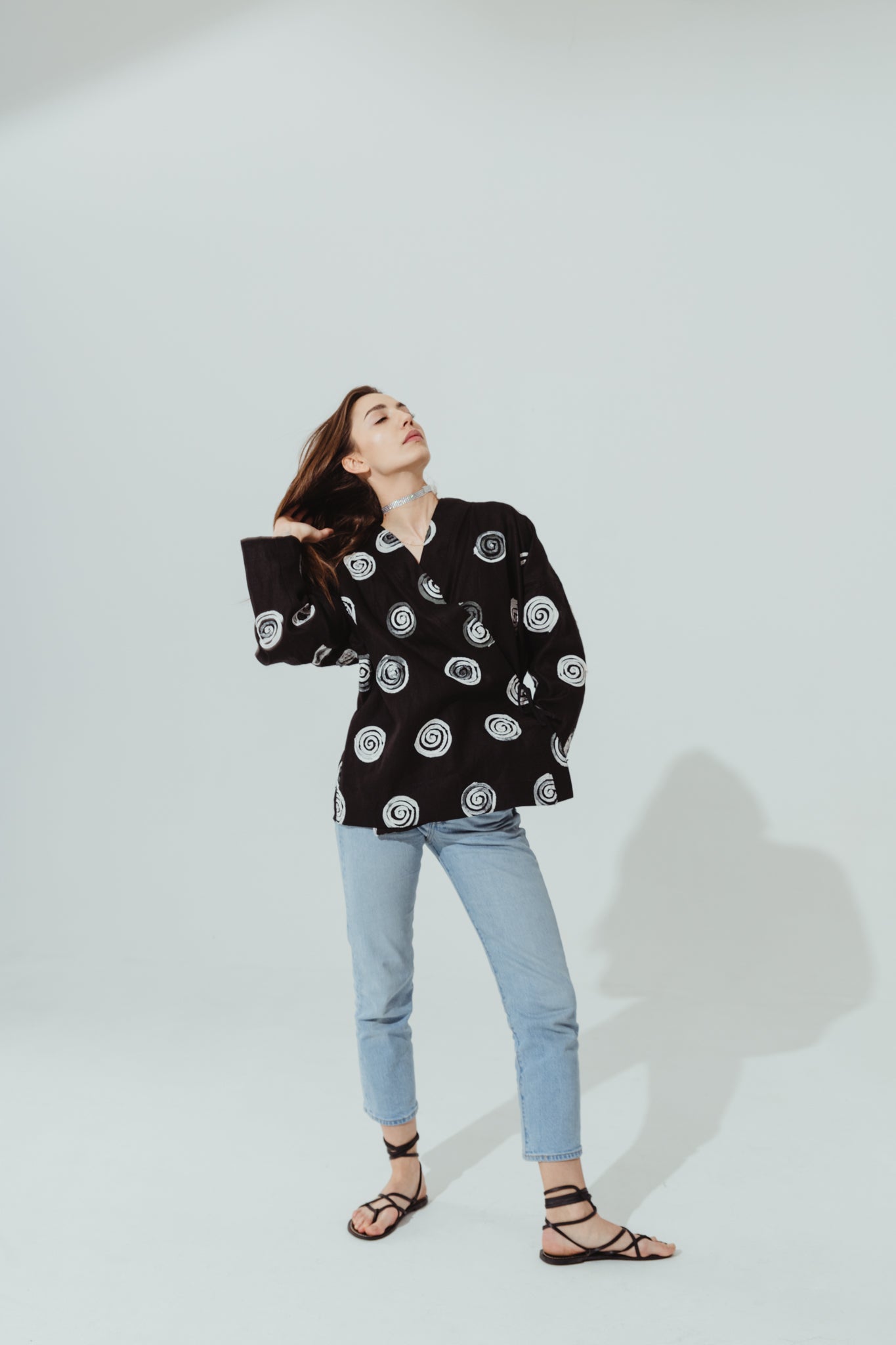 Kimono Blouse Linen Embroidered