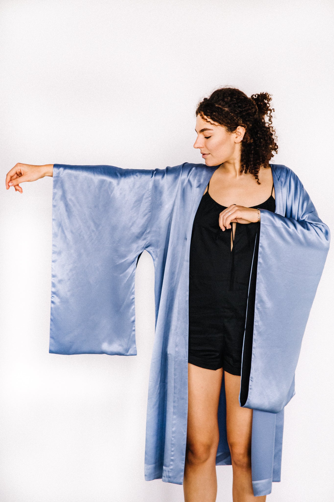 Loungewear blue kimono in traditional Japanese style