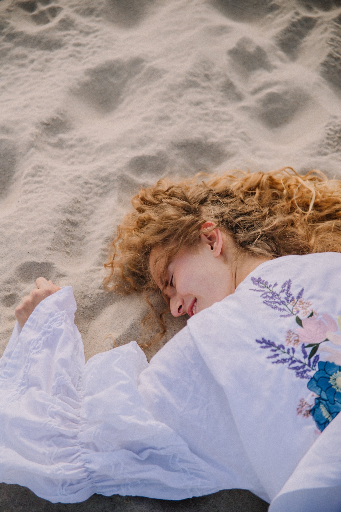 Boho kimono blouse white flowers